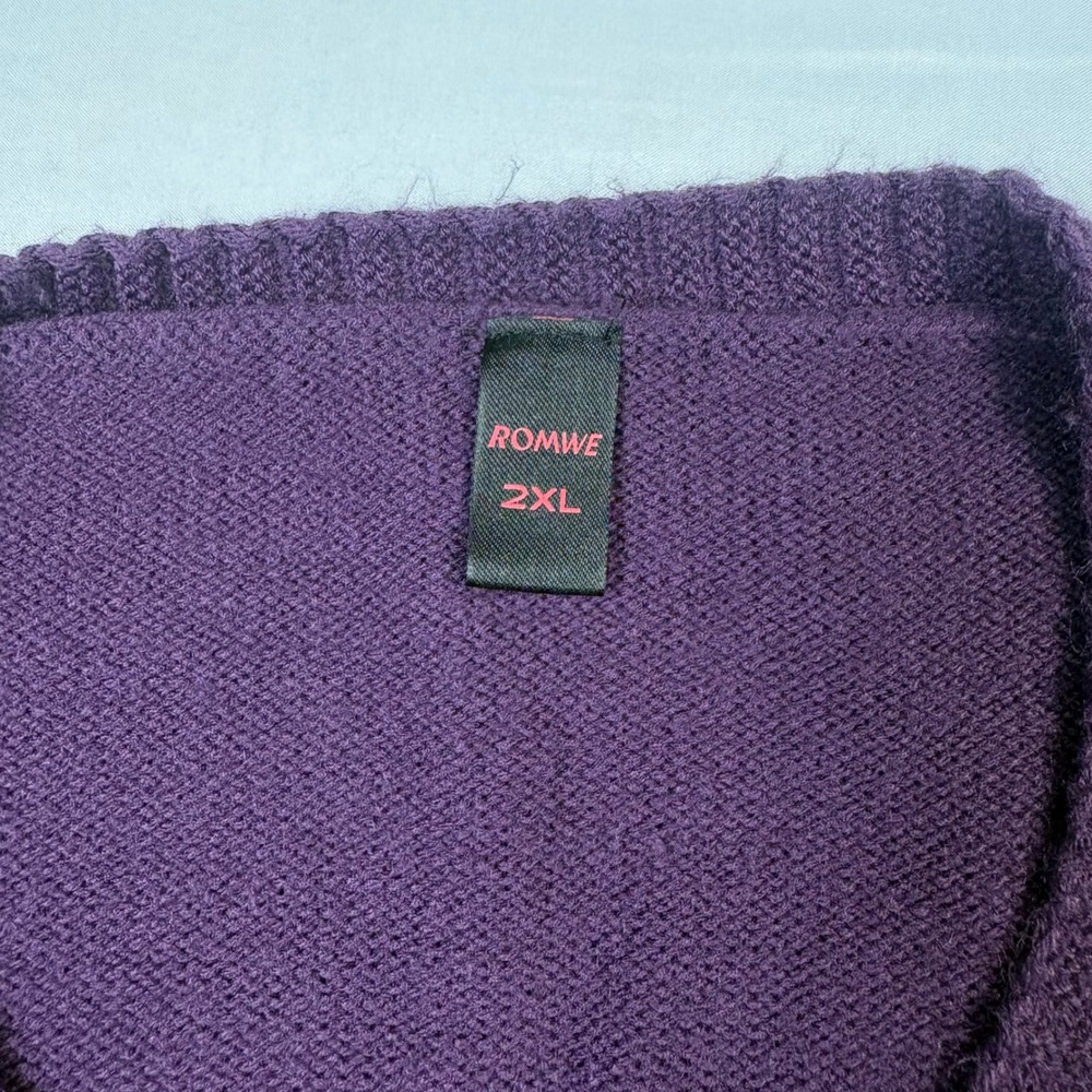 Romwe Purple Celestial Moon Stars Cropped Cardigan Sweater Womens 2XL - Picture 7 of 7